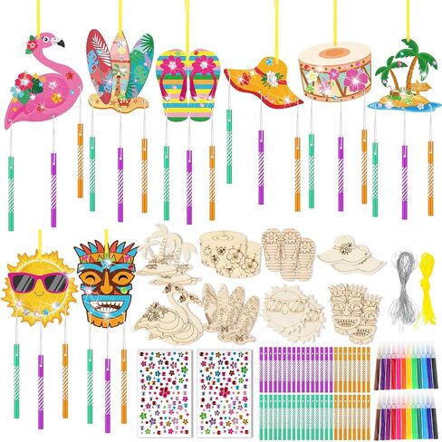 WinnerWhy 16 Pack Wind Chime Kit Fall Craft Make Your Own Leaf Pumpkin Pine Cones Wind Chime DIY Wooden Hanging Ornaments Painting Craft for Thanksgiving Family Activities Party Supplies in Kuwait