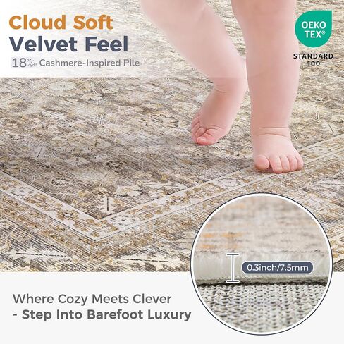 OPPODREAM Vintage Blue Area Rugs 5x7, 5 x 7 Retro Washable Rug Non Slip, Low-Pile Faux Wool Carpet, Soft Distressed Navy Floor Mat for Living Room, Bedroom, Kitchen, Office, Dorm, Dinning Room in Saudi Arabia