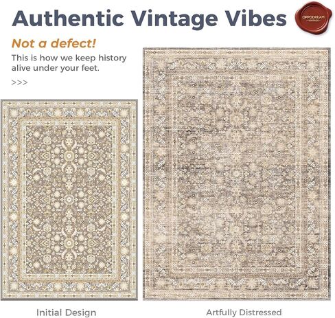 OPPODREAM Vintage Blue Area Rugs 5x7, 5 x 7 Retro Washable Rug Non Slip, Low-Pile Faux Wool Carpet, Soft Distressed Navy Floor Mat for Living Room, Bedroom, Kitchen, Office, Dorm, Dinning Room in Saudi Arabia