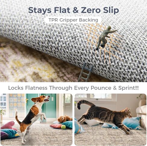 OPPODREAM Vintage Blue Area Rugs 5x7, 5 x 7 Retro Washable Rug Non Slip, Low-Pile Faux Wool Carpet, Soft Distressed Navy Floor Mat for Living Room, Bedroom, Kitchen, Office, Dorm, Dinning Room in Saudi Arabia