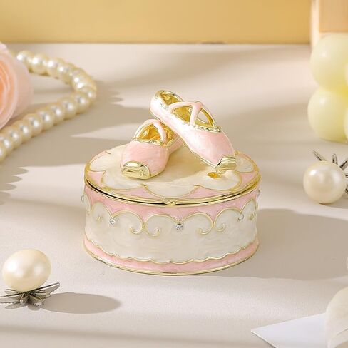 1.97 * 1.57in Enamel Jewelry Gift Ballet Shoe Box Ring Jewelry Storage Box Decorative Item (pink,5CMX5CM) in Saudi Arabia