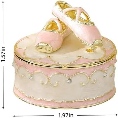 1.97 * 1.57in Enamel Jewelry Gift Ballet Shoe Box Ring Jewelry Storage Box Decorative Item (pink,5CMX5CM) in Saudi Arabia