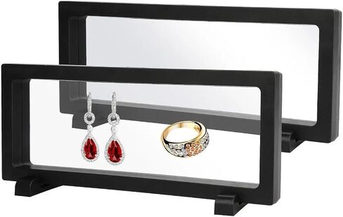 2PCS 3D Effect Display عائم Coin Display Frame Box Case مع مربع عرض فيلم PE الأسود PE in Saudi Arabia