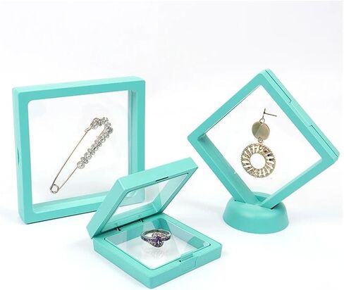 3D Floating Display Case Transparent PE Film Jewelry Storage Box Color Exhibition Ring Earrings Organizer Case(Orange,9cm) in Saudi Arabia