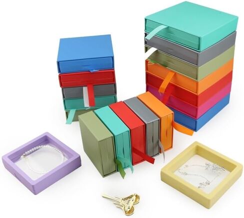 3D Floating Frame Display Stand Case 5pcs Compact Drawer for Coin Medallions Suspended Organizer Stackable Travel Jewelry Storage Box(9x9x2cm,Light Blue) in Saudi Arabia
