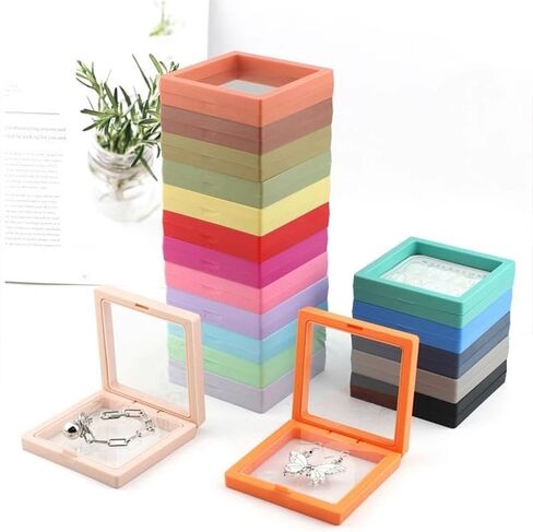 3D Floating Frame Display Stand Case 5pcs Compact Drawer for Coin Medallions Suspended Organizer Stackable Travel Jewelry Storage Box(9x9x2cm,Light Blue) in Saudi Arabia