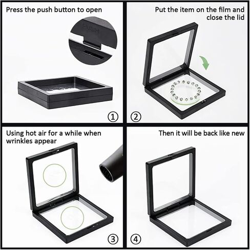 20 PCS 3D Floating Display Case ، 7 × 7 سم عائم الحامل حامل ، صندوق تخزين مجوهرات PE شفاف in Saudi Arabia
