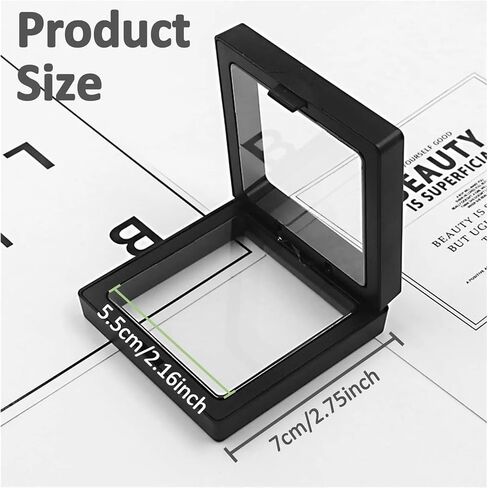 20 PCS 3D Floating Display Case ، 7 × 7 سم عائم الحامل حامل ، صندوق تخزين مجوهرات PE شفاف in Saudi Arabia
