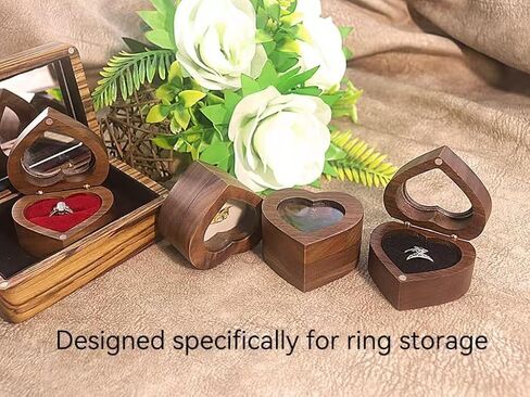 Windowed love ring box solid wood black walnut jewelry box storage packaging proposal girl gift in Saudi Arabia