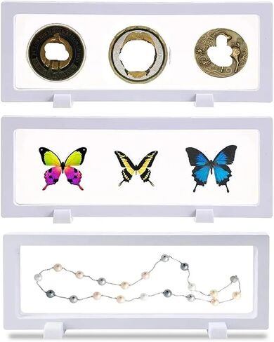 3D Floating Display Case 3Pcs Floating Jewelry Case Box Display Holder Stand for Necklace Storage Organizer(18x7x2cm (White)) in Saudi Arabia