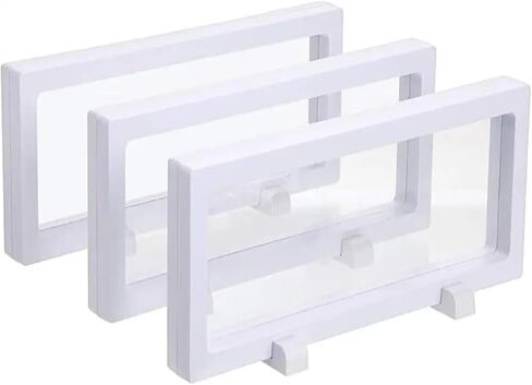 3D Floating Display Case 3Pcs Floating Jewelry Case Box Display Holder Stand for Necklace Storage Organizer(18x7x2cm (White)) in Saudi Arabia