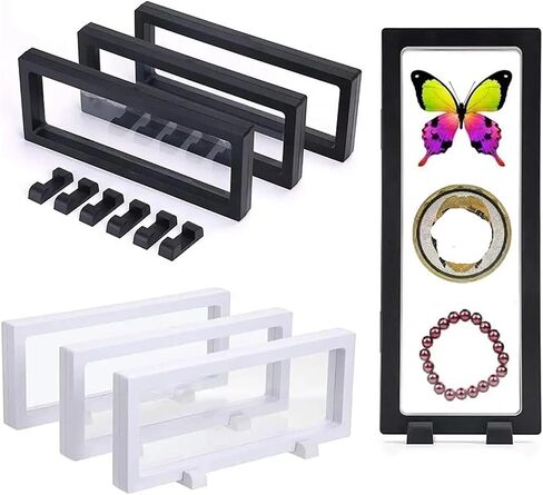 3D Floating Display Case 3Pcs Floating Jewelry Case Box Display Holder Stand for Necklace Storage Organizer(18x7x2cm (White)) in Saudi Arabia