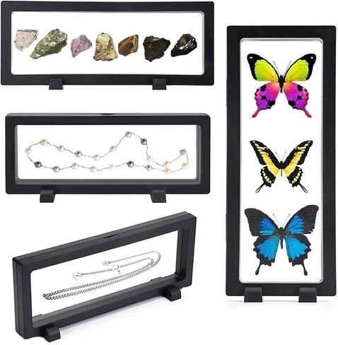 3D Floating Display Case 3Pcs Floating Jewelry Case Box Display Holder Stand for Necklace Storage Organizer(18x7x2cm (White)) in Saudi Arabia