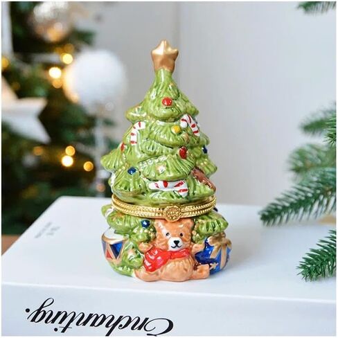 4.72 * 2.76inch Ceramic Jewelry Box, Christmas Tree, Teddy Bear, Scented Candle, Home Decor, Decorative Item, Christmas Gift (Green Christmas tree) in Saudi Arabia