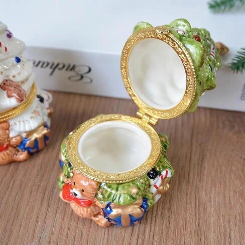4.72 * 2.76inch Ceramic Jewelry Box, Christmas Tree, Teddy Bear, Scented Candle, Home Decor, Decorative Item, Christmas Gift (Green Christmas tree) in Saudi Arabia