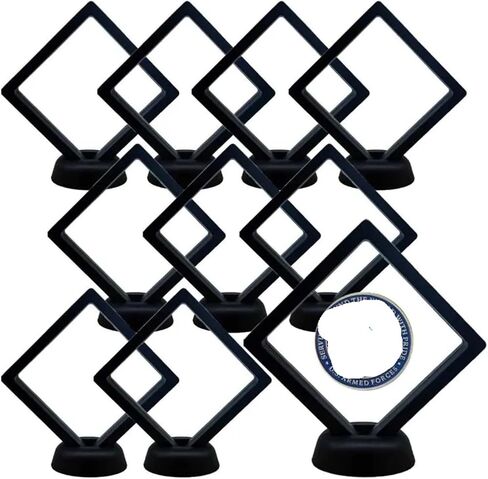 10pcs Square 3D Floating Display Case Display Frame Holder Box Case Stand Home Decoration(10Pcs-black,11x11x2cm) in Saudi Arabia