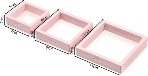 3D Floating Display Case Stands Holder Suspension Storage for Pendant Necklace Bracelet Rings Earrings Gift Jewelry Box(Rose red,7x7x2cm) in Saudi Arabia