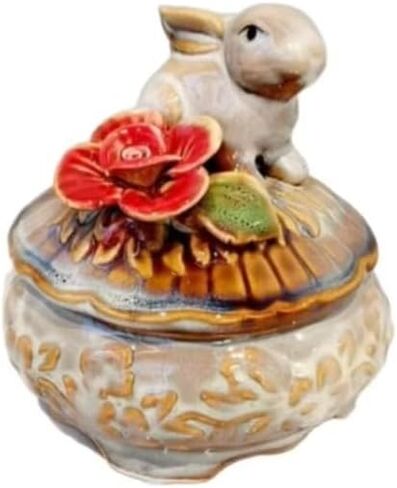 4.33 * 4.13inch Home Decor Ceramic Decorative Items, Royal Princess Jewelry Box, Ring Tray, Watch Storage Box (S049 Round) in Saudi Arabia