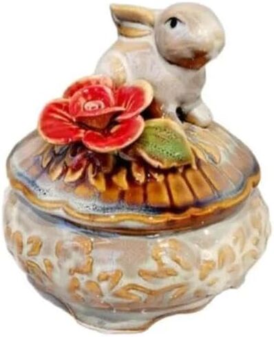 4.33 * 4.13inch Home Decor Ceramic Decorative Items, Royal Princess Jewelry Box, Ring Tray, Watch Storage Box (S049 Round) in Saudi Arabia