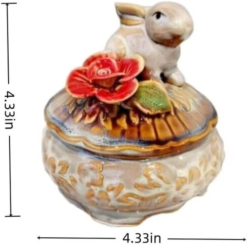 4.33 * 4.13inch Home Decor Ceramic Decorative Items, Royal Princess Jewelry Box, Ring Tray, Watch Storage Box (S049 Round) in Saudi Arabia