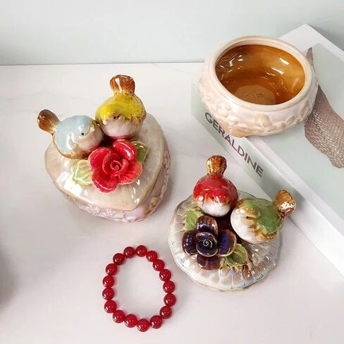 4.33 * 4.13inch Home Decor Ceramic Decorative Items, Royal Princess Jewelry Box, Ring Tray, Watch Storage Box (S049 Round) in Saudi Arabia