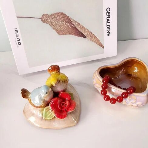 4.33 * 4.13inch Home Decor Ceramic Decorative Items, Royal Princess Jewelry Box, Ring Tray, Watch Storage Box (S049 Round) in Saudi Arabia