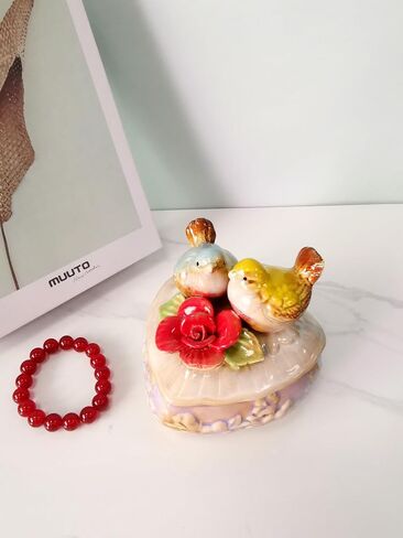 4.33 * 4.13inch Home Decor Ceramic Decorative Items, Royal Princess Jewelry Box, Ring Tray, Watch Storage Box (S049 Round) in Saudi Arabia