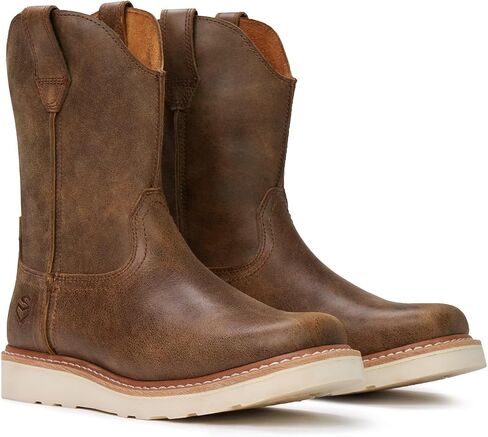 SUREWAY Mens Cowboy Western Boots,Pull On Square Toe Western Work Shoes,Soft Toe Work Boots for Men,Extremely Comfortable Durable Proved,Superior Oil/Slip Resistant,Thicker Imported Leather in Saudi Arabia