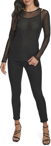 Calvin Klein Womens with Shoulder Detail Knit Longlseeve Blouse in Saudi Arabia