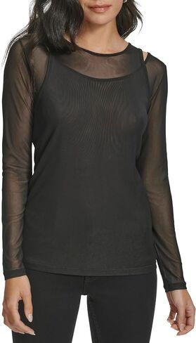 Calvin Klein Womens with Shoulder Detail Knit Longlseeve Blouse in Saudi Arabia