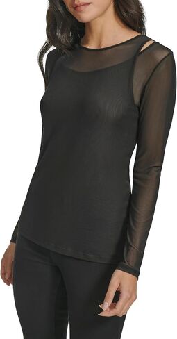 Calvin Klein Womens with Shoulder Detail Knit Longlseeve Blouse in Saudi Arabia