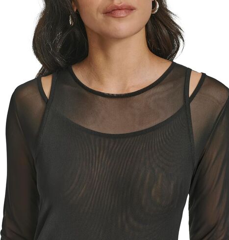 Calvin Klein Womens with Shoulder Detail Knit Longlseeve Blouse in Saudi Arabia