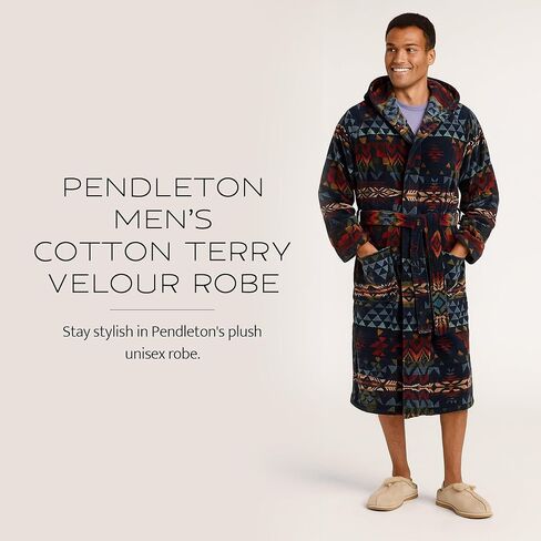 Pendleton Men's Robe, 100% Cotton, Unisex Bathrobe, Washable in Saudi Arabia