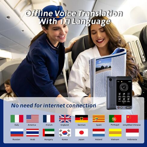 2024 Language Translator Device, Support 142 Languages and Accents, Two Way Real-Time Voice Translation, Online/Offline/AI/Voice/Photo Translation for Travel, Learning and Business, 2000mA in Saudi Arabia