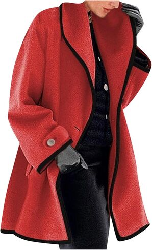 Mayrain Womens Winter Coated Trench Coat Coat Soft Wool Blend Pea Coat Coat Vintage Long Long Single Single Single in Kuwait