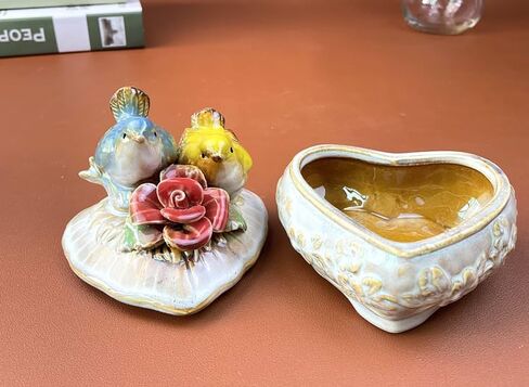4.92 * 4.13in European-style Ceramic Decorative Items, Lovebird Pairs Jewelry Box Candy Jar Creative Home Decor Miscellaneous Storage (Square) in Saudi Arabia