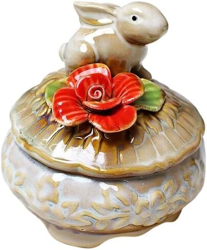 4.92 * 4.13in European-style Ceramic Decorative Items, Lovebird Pairs Jewelry Box Candy Jar Creative Home Decor Miscellaneous Storage (Square) in Saudi Arabia