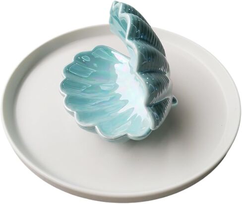 4.72 * 4.33 * 3.94inch Pink seashell ceramic key holder entrance decor INS mini small jewelry storage box (White 12cmx10cmx11cm) in Saudi Arabia