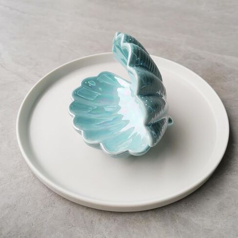 4.72 * 4.33 * 3.94inch Pink seashell ceramic key holder entrance decor INS mini small jewelry storage box (White 12cmx10cmx11cm) in Saudi Arabia
