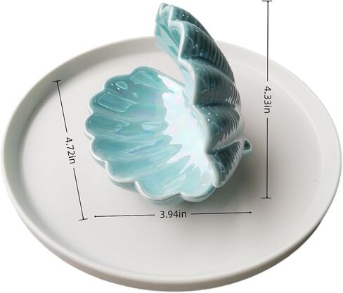 4.72 * 4.33 * 3.94inch Pink seashell ceramic key holder entrance decor INS mini small jewelry storage box (White 12cmx10cmx11cm) in Saudi Arabia