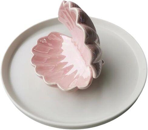 4.72 * 4.33 * 3.94inch Pink seashell ceramic key holder entrance decor INS mini small jewelry storage box (White 12cmx10cmx11cm) in Saudi Arabia