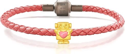 CHOW SANG SANG 999 24K Solid Gold Love Robot Mini Charm Bracelet for Women 92435C in Saudi Arabia