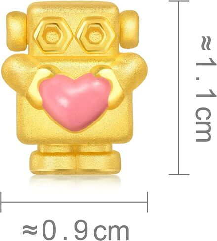 CHOW SANG SANG 999 24K Solid Gold Love Robot Mini Charm Bracelet for Women 92435C in Saudi Arabia