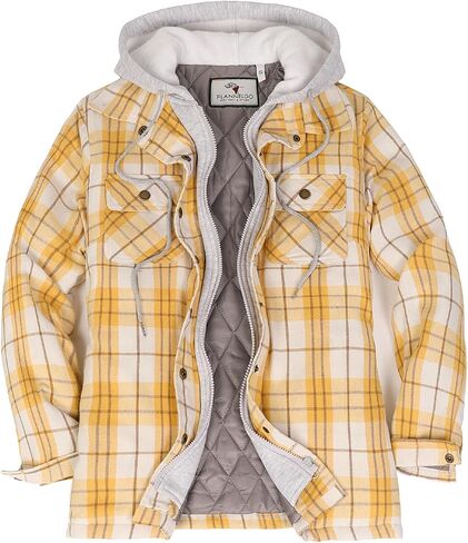 كوخ شتاء Thcreasa Win Winter Cheilted Cleanted Flannel سترة مع غطاء محرك السيارة وتصميم متعدد الجيب in Saudi Arabia