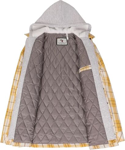 كوخ شتاء Thcreasa Win Winter Cheilted Cleanted Flannel سترة مع غطاء محرك السيارة وتصميم متعدد الجيب in Saudi Arabia