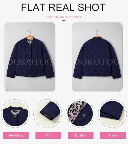 Dokotoo Casual Quilted Jackets for Women Button Down Leopard Puffer Jacket Womens Winter Coats with Pockets in Kuwait
