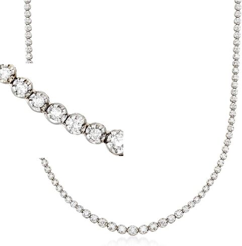 Ross-Simons 3.00 ct. t.w. Graduated Diamond Tennis Necklace in 14kt White Gold in Saudi Arabia