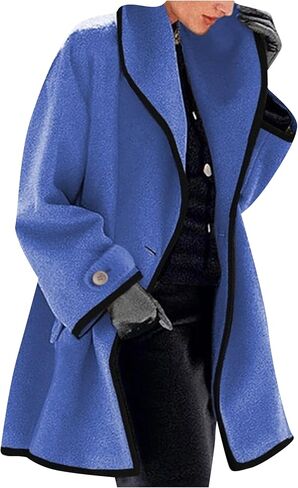 MAYRAIN Womens Winter Hooded Trench Coat Soft Wool Blend Pea Coat Vintage Long Sleeve Single Breasted Coats in Saudi Arabia