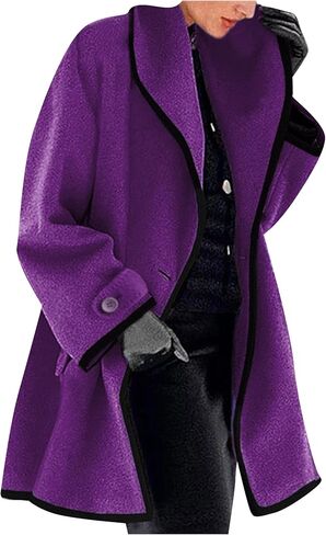 Mayrain Womens Winter Coated Trench Coat Coat Soft Wool Blend Pea Coat Coat Vintage Long Long Single Single Single in Kuwait
