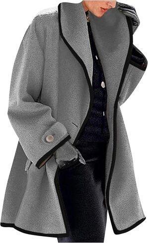 Mayrain Womens Winter Coated Trench Coat Coat Soft Wool Blend Pea Coat Coat Vintage Long Long Single Single Single in Kuwait
